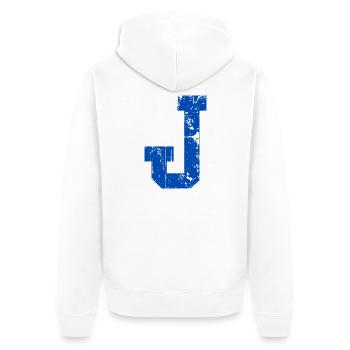 Retro Sport J Letter - Unisex Premium Bio Zip Hoodie - Weiß - Hinten - Thijin (182cm)