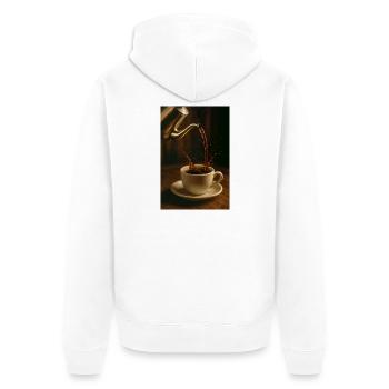 Coffee Porcelain Flow - Unisex Premium Organic Zip Hoodie - white - Back - Thijin (182cm)