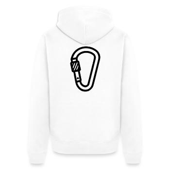 Karabiner Symbol Klettern - Unisex Premium Bio Zip Hoodie - Weiß - Hinten - Thijin (182cm)