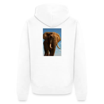 Elefant in Nahaufnahme mit Sonnenschein - Unisex Premium Bio Zip Hoodie - Weiß - Hinten - Thijin (182cm)