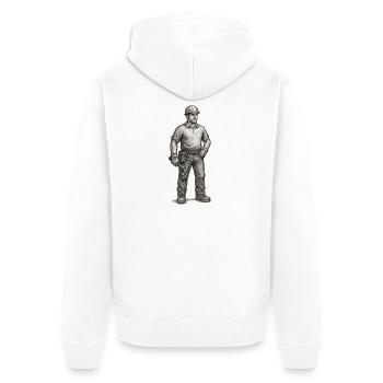 Rough sketch of construction worker with hammer - Unisex Premium Organic Zip Hoodie - white - Back - Thijin (182cm)