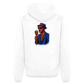 Jazz – Saxophon – Musik - Unisex Premium Bio Zip Hoodie - Weiß - Hinten - Thijin (182cm)