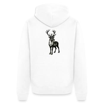 Edler Hirsch mit großem Geweih – Vintage Illustrat - Unisex Premium Bio Zip Hoodie - Weiß - Hinten - Thijin (182cm)