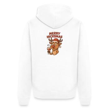 Merry Hicksma's Reindeer with Wine - Unisex Premium Organic Zip Hoodie - white - Back - Thijin (182cm)