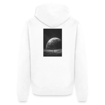 Lone Astronaut Under Giant Planet - Unisex Premium Organic Zip Hoodie - white - Back - Thijin (182cm)