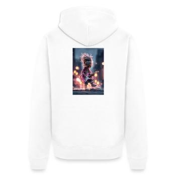 Neon Dread Guitarist with Pink Guitar - Unisex Premium Organic Zip Hoodie - white - Back - Thijin (182cm)