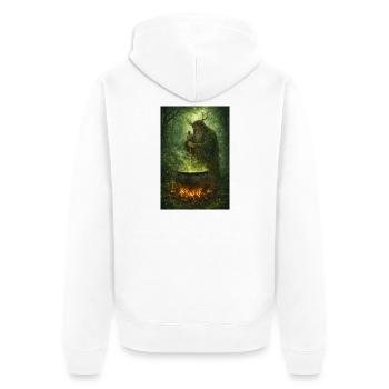 Druid - Unisex Premium Organic Zip Hoodie - white - Back - Thijin (182cm)