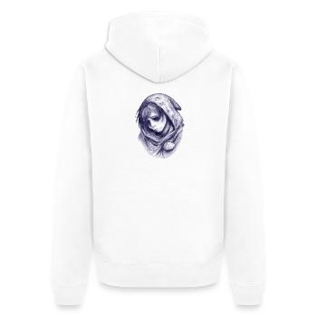 Blaue Hülle: Gesichtslose Figur - Unisex Premium Organic Zip Hoodie - white - Back - Thijin (182cm)