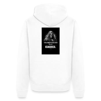Pouce levé pour le crâne – Opinions ignorées - Veste à capuche bio Premium Unisexe - blanc - Dos - Thijin (182cm)