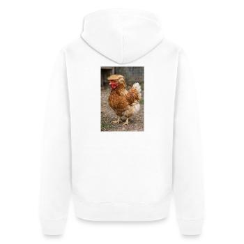 Poulet aux cheveux rétro - Veste à capuche bio Premium Unisexe - blanc - Dos - Thijin (182cm)