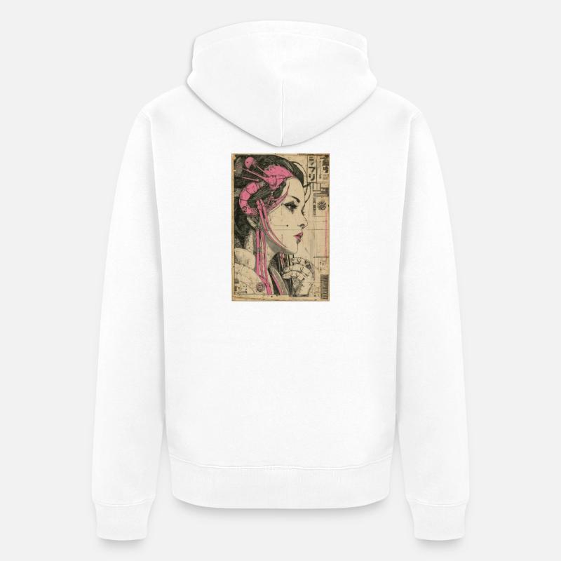 Héritière du Circuit Néon - Veste à capuche bio Premium Unisexe - blanc
