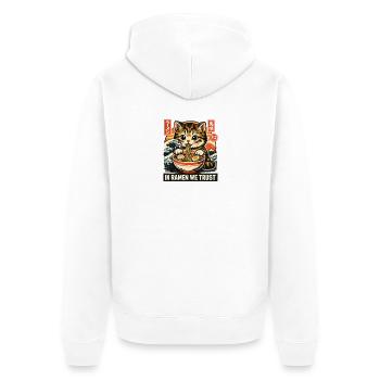 Ramen Katze - Unisex Premium Bio Zip Hoodie - Weiß - Hinten - Thijin (182cm)