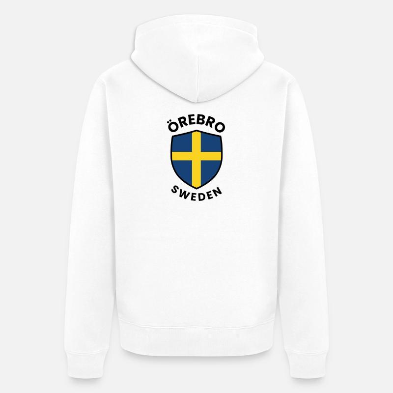 Drapeau du Bouclier d’Örebro Suède - Veste à capuche bio Premium Unisexe - blanc