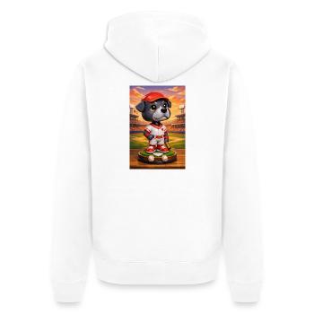 Blueball - Unisex Premium Bio Zip Hoodie - Weiß - Hinten - Thijin (182cm)