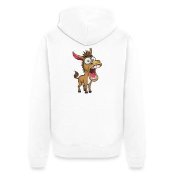 Wilder Esel mit Riesenschlund - Unisex Premium Bio Zip Hoodie - Weiß - Hinten - Thijin (182cm)