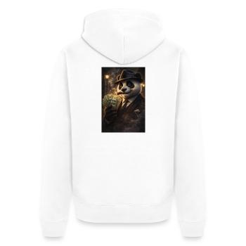 Black Gangster Panda and Cigars - Unisex Premium Organic Zip Hoodie - white - Back - Thijin (182cm)