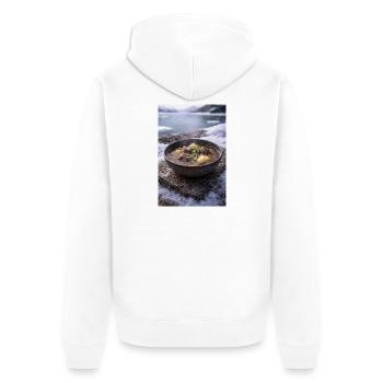 Suaasat - Unisex Premium Bio Zip Hoodie - Weiß - Hinten - Thijin (182cm)