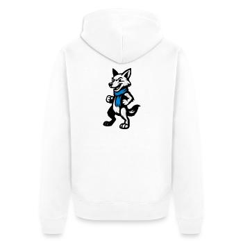 Wolf hero with blue scarf - Unisex Premium Organic Zip Hoodie - white - Back - Thijin (182cm)