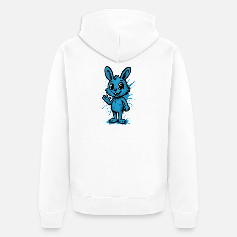 Graphique Blue Splash Bunny - Veste à capuche bio Premium Unisexe - blanc
