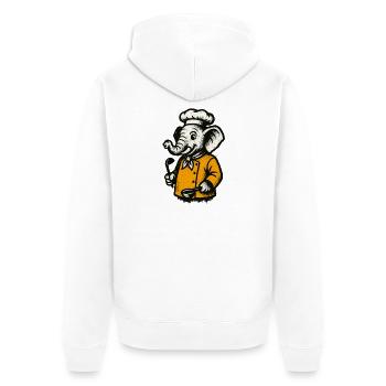 Cuisinier Chef Éléphant - Veste à capuche bio Premium Unisexe - blanc - Dos - Thijin (182cm)