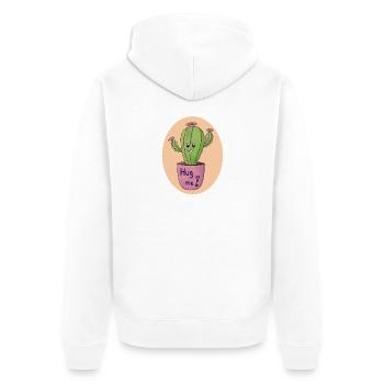 Cactus Hug Art Print - Unisex Premium Organic Zip Hoodie - white - Back - Thijin (182cm)