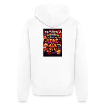 Love knows no boundaries - Unisex Premium Organic Zip Hoodie - white - Back - Thijin (182cm)