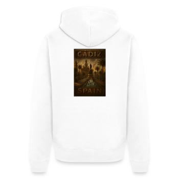 Cádiz Spain – Steampunk Bronze Travel Poster - Unisex Premium Organic Zip Hoodie - white - Back - Thijin (182cm)