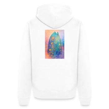 Ozeantraum – Surfbrett-Geistkunst - Unisex Premium Bio Zip Hoodie - Weiß - Hinten - Thijin (182cm)