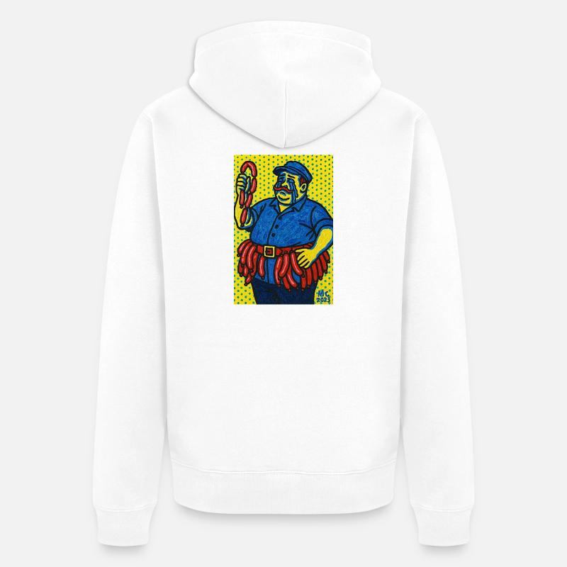 Wurstmann dans le style pop art - Veste à capuche bio Premium Unisexe - blanc