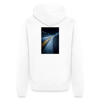 Midnight Track Horizon - Unisex Premium Organic Zip Hoodie - white - Back - Thijin (182cm)