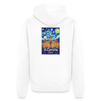 À La Corogne, Espagne - Veste à capuche bio Premium Unisexe - blanc - Dos - Thijin (182cm)