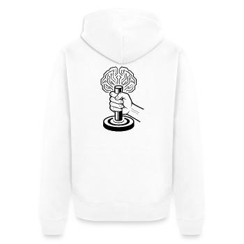 Digitales Gehirn Cyborg Künstliche Intelligenz  - Unisex Premium Bio Zip Hoodie - Weiß - Hinten - Thijin (182cm)