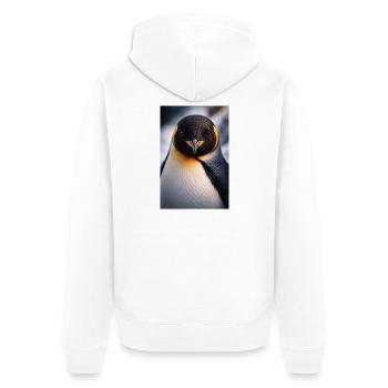 Pinguin Nahaufnahme mit Farbkontrast - Unisex Premium Bio Zip Hoodie - Weiß - Hinten - Thijin (182cm)