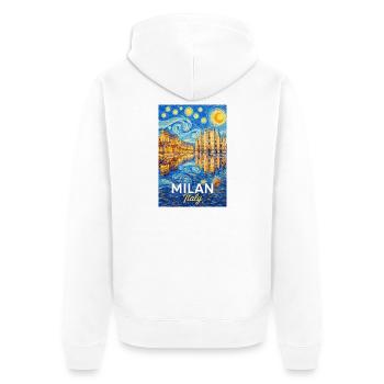 Mailand, Italien. - Unisex Premium Bio Zip Hoodie - Weiß - Hinten - Thijin (182cm)