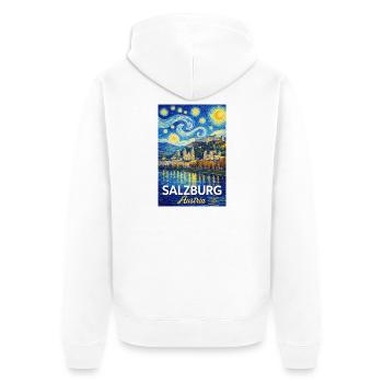Salzburg, Österreich - Unisex Premium Bio Zip Hoodie - Weiß - Hinten - Thijin (182cm)