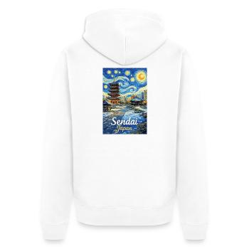 Sendai, Japan - Unisex Premium Bio Zip Hoodie - Weiß - Hinten - Thijin (182cm)