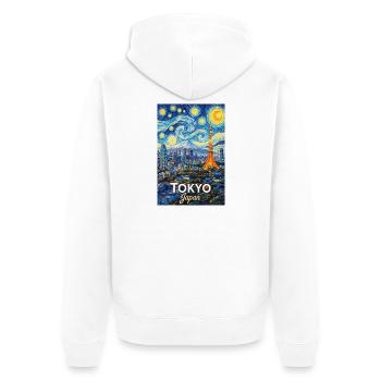 Tokyo Japan - Unisex Premium Organic Zip Hoodie - white - Back - Thijin (182cm)