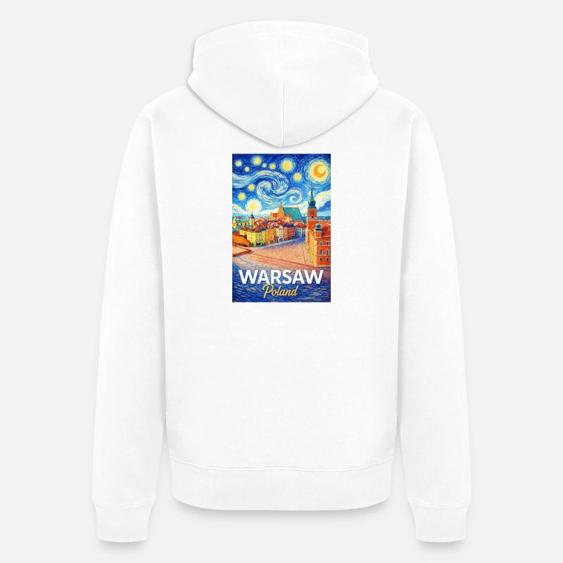Varsovie, Pologne - Veste à capuche bio Premium Unisexe - blanc