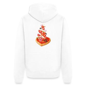 Pizza en forme de cœur avec illustration de salami - Veste à capuche bio Premium Unisexe - blanc - Dos - Thijin (182cm)