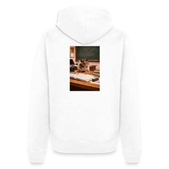 Chico 11: Professor - Unisex Premium Bio Zip Hoodie - Weiß - Hinten - Thijin (182cm)