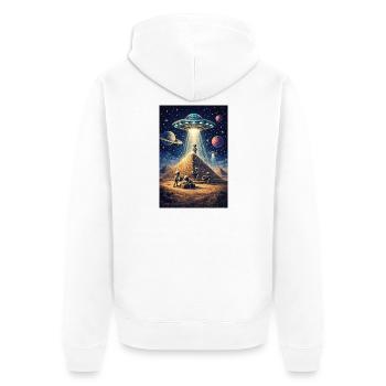 OVNI de la pyramide extraterrestre - Veste à capuche bio Premium Unisexe - blanc - Dos - Thijin (182cm)