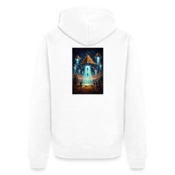 Fusée pyramidale extraterrestre OVNI - Veste à capuche bio Premium Unisexe - blanc - Dos - Thijin (182cm)