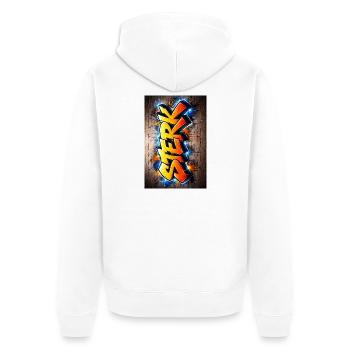 Lettres néon de la peur du graffiti - Veste à capuche bio Premium Unisexe - blanc - Dos - Thijin (182cm)
