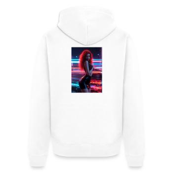 Femme rouge néon dans Luster - Veste à capuche bio Premium Unisexe - blanc - Dos - Thijin (182cm)