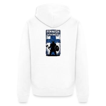 Vikings finlandais – Drapeau du guerrier viking de Finlande - Veste à capuche bio Premium Unisexe - blanc - Dos - Thijin (182cm)