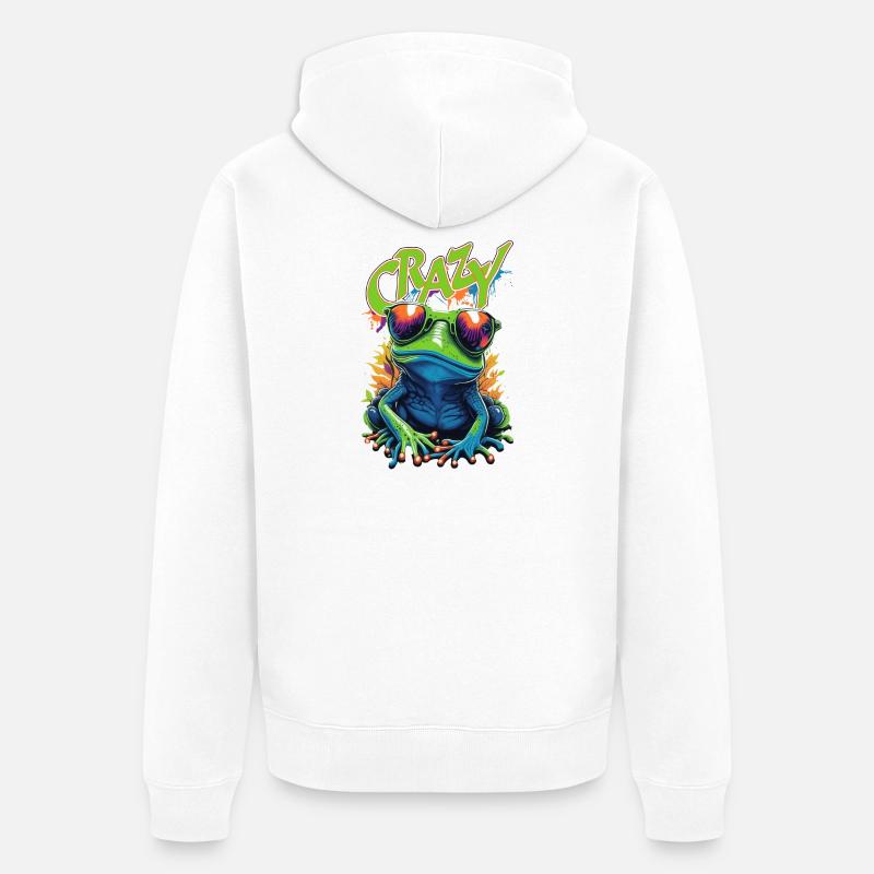 Pop Art de la Grenouille Folle - Veste à capuche bio Premium Unisexe - blanc