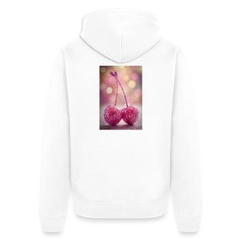 Pink Glitter Cherries Duo - Unisex Premium Bio Zip Hoodie - Weiß - Hinten - Thijin (182cm)
