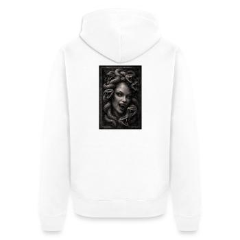 Medusa - Unisex Premium Bio Zip Hoodie - Weiß - Hinten - Thijin (182cm)