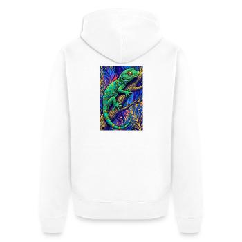 Gecko - Unisex Premium Bio Zip Hoodie - Weiß - Hinten - Thijin (182cm)