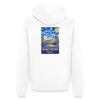 Manchester England Cloud Swirl Skyline - Unisex Premium Organic Zip Hoodie - white - Back - Thijin (182cm)